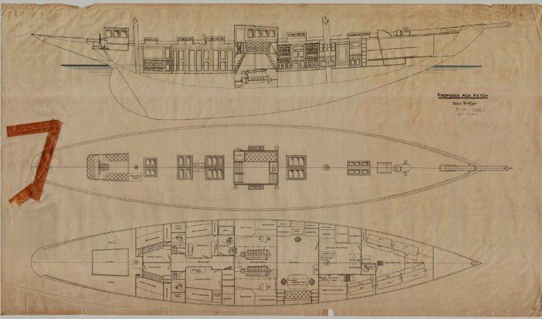 General arrangement of a large unbuilt Fife ketch