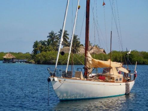 Anchored in a beautiful bay in Columbia