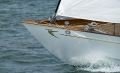 Fairlie 55 sailing bow close up